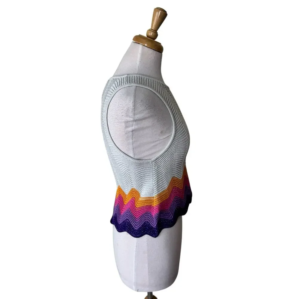 SANDRO Vallee Openwork Knit Tank Wave Pattern Mulit color Size 2 NWT - Picture 5 of 13